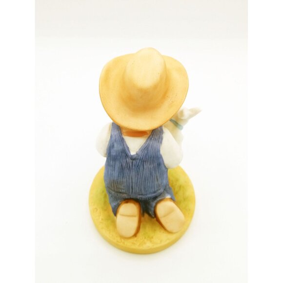 Denim Days Homco Boy Holding Rabbit Collectible 6 Inches Tall Hand Painted Farm - Picture 10 of 14